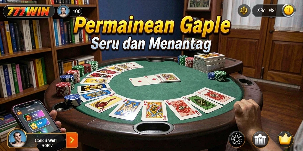 Tampilan seru dari gameplay Gaple di 777WIN.