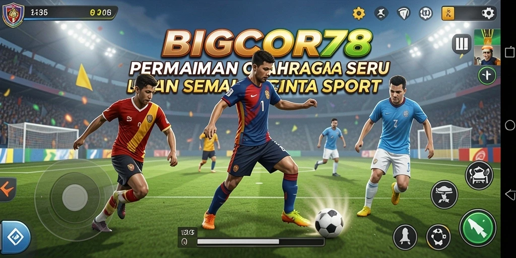 Tampilan gameplay dinamis dari BIGCOR78 dengan nuansa olahraga yang kental.