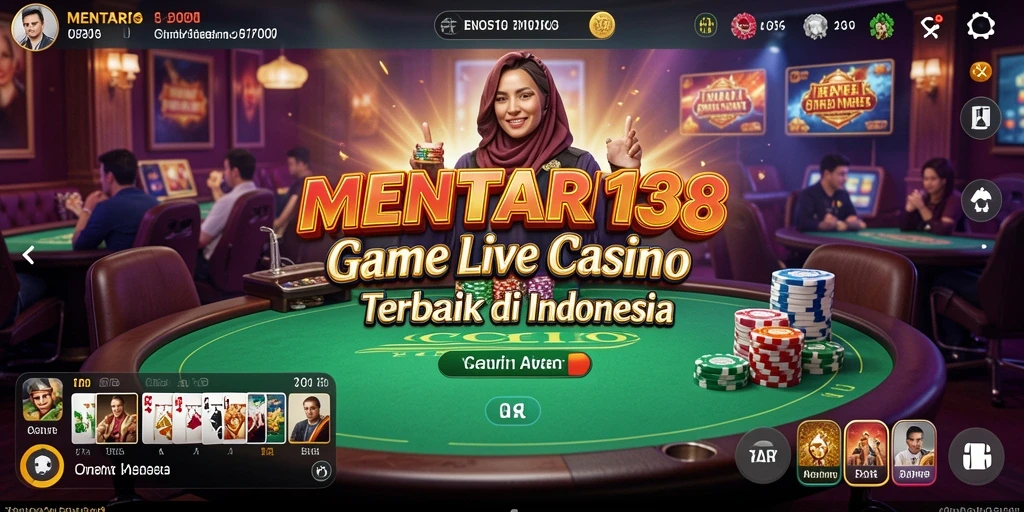 Screenshot gameplay Live Casino MENTARI138 yang menampilkan dealer dan pemain.