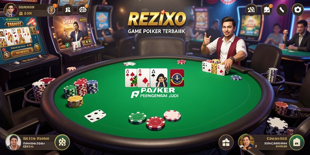 Screenshot gameplay poker REZIXO yang menarik dan mendebarkan.